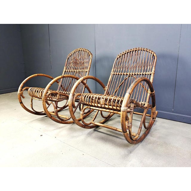 Vintage Bamboo Rocking Chairs, 1960s, Set of 2 For Sale - Image 6 of 11