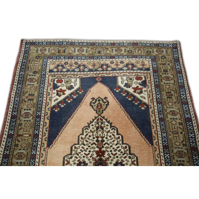 1960s Vintage Pink & Blue Rug For Sale - Image 4 of 7