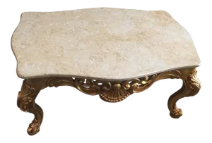 Neoclassical Marble Topped Gilded Coffee Table