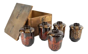 Japanese Boxed Lacquerware Cups