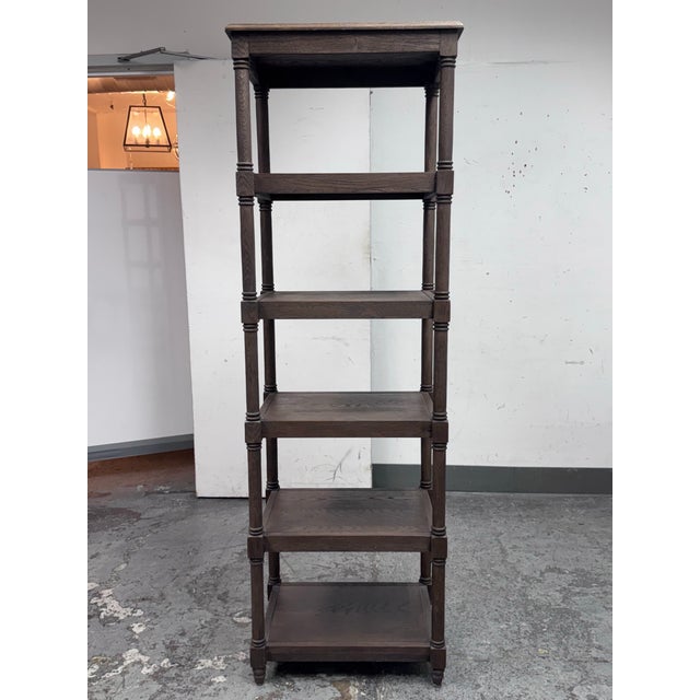 Rustic Restoration Hardware Weathered Oak Wood Etagere For Sale - Image 3 of 12