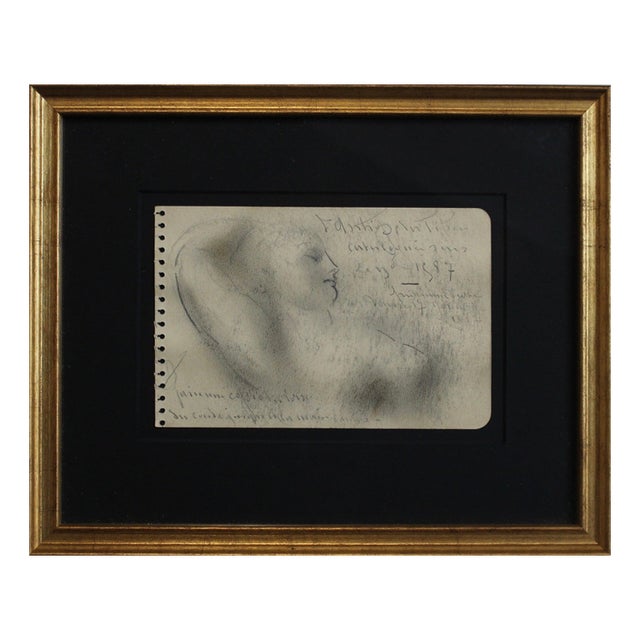 Guillaume Dulac, Portrait of Reclining Woman, 1920s, Pencil on Sketchbook Paper, Framed For Sale