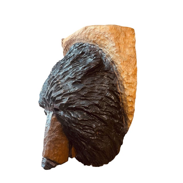 Folk Art Vintage Hand-Carved Folk-Art Black Bear Relief Sculpture From Tree Trunk For Sale - Image 3 of 4