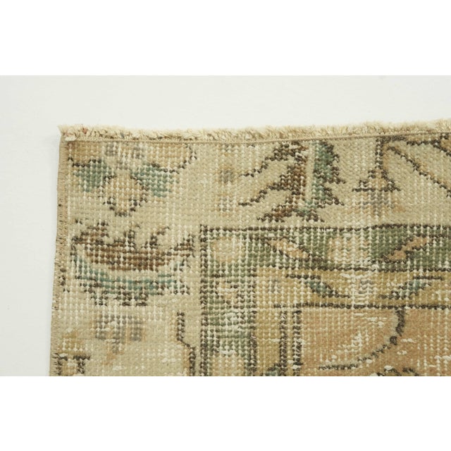 1970s Vintage Turkish Handmade Wool Cotton Beige Area Rug For Sale - Image 4 of 11