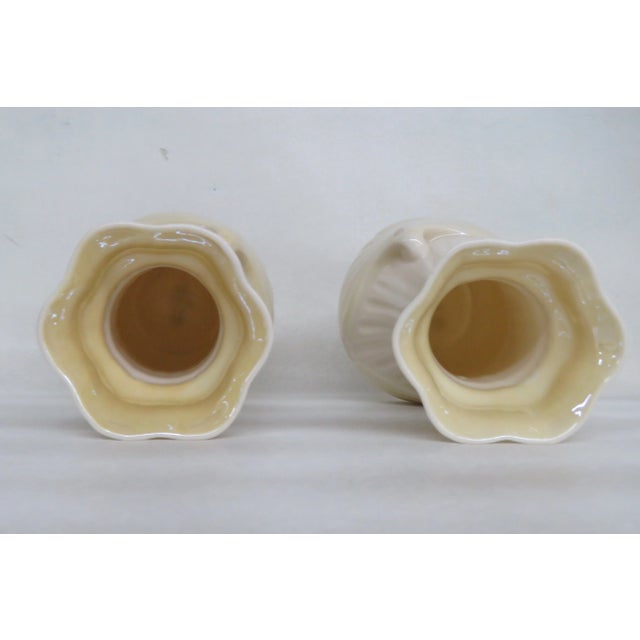 Late 20th Century Irish Belleek Moore Porcelain Vases Yellow Lusterware a Pair For Sale - Image 5 of 11