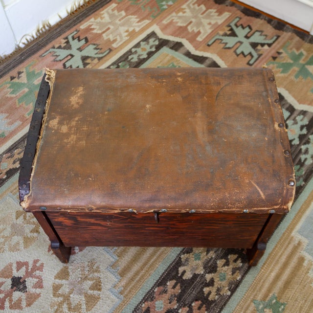 19th Century Wood and Waxed Canvas Shoe Shine Stool With Storage For Sale - Image 15 of 16