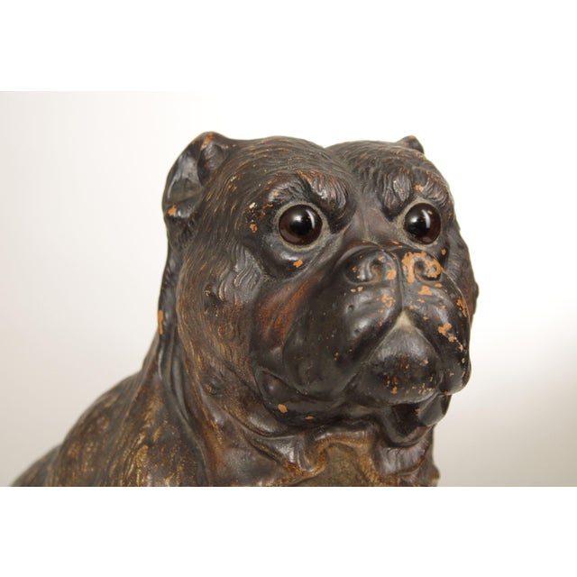 Figurative TERRA COTTA SITTING PUG DOG STATUE ATTRIBUTED TO GOLDSCHEIDER For Sale - Image 3 of 12