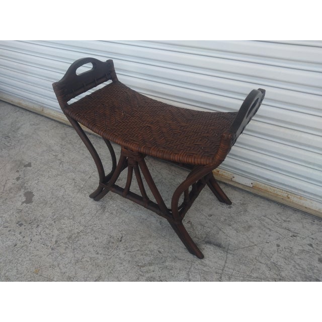Rattan And Bamboo Boho Chic Stool For Sale - Image 4 of 5