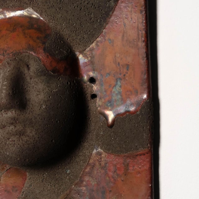 Late 20th Century Vintage Ceramic Mask Wall Sculpture Signed by Artist Sergio Naduville For Sale In Tulsa - Image 6 of 10