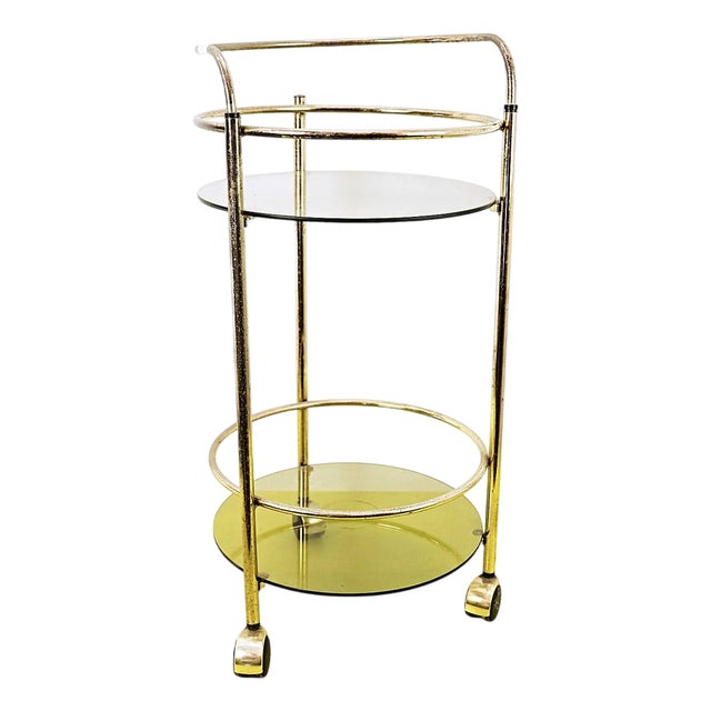 Smoke Glass and Metal Serving Trolley For Sale