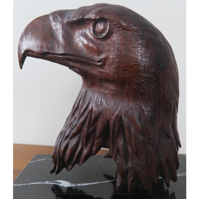 Carved Wood Eagle Head on Marble Base Chairish