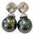 Bochic "Orient" White Topaz & Tahiti Pearl Earrings Set In 18K Gold & Silver For Sale