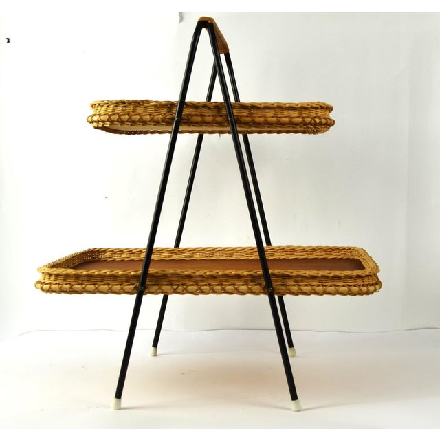 Brown Serving Trays with Stand, 1960s For Sale - Image 8 of 15