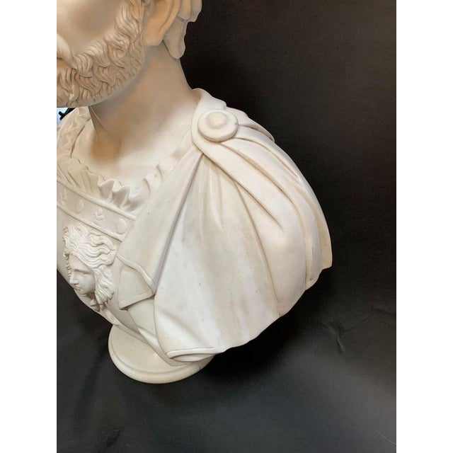 Late 19th Century Italian Carrara Marble Bust of Marcus Aurelius, Late 19th Century For Sale - Image 5 of 6