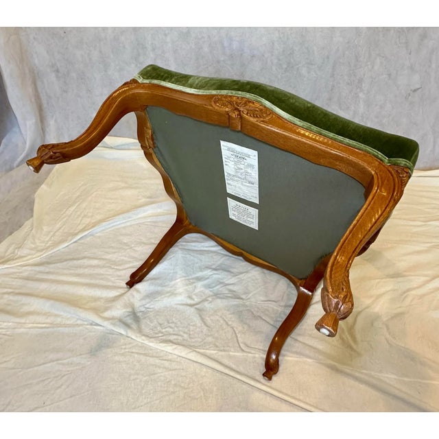 Louis XV Style Hand-Carved Fauteuil Lounge Chair by J. Robert Scott, Silk Velvet Upholstery For Sale - Image 10 of 12