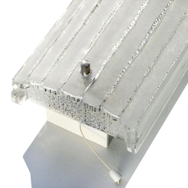 German Structured Glass and Aluminum Wall Light Lamp by Hoffmeister, 1970s For Sale - Image 6 of 10