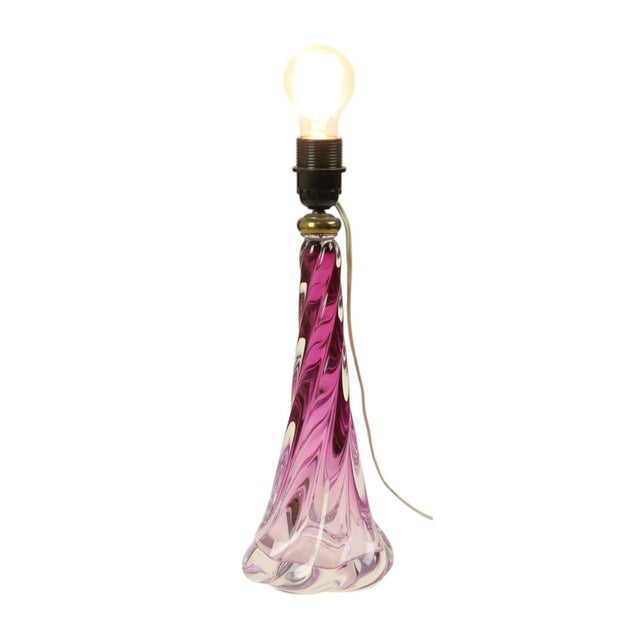 Purple Crystal Table Lamp from Val Saint Lambert, 1960s For Sale - Image 3 of 15