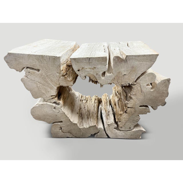 Andrianna Shamaris Bleached Organic Wood Console Table For Sale - Image 10 of 18