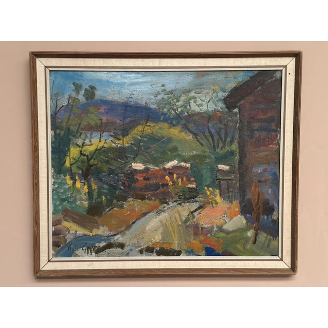 Original Swedish Oil on Panel – “landskap” by Kulo Green – Signed – Vintage & Framed – 69 × 59 cm (27.2" × 23.2") A...