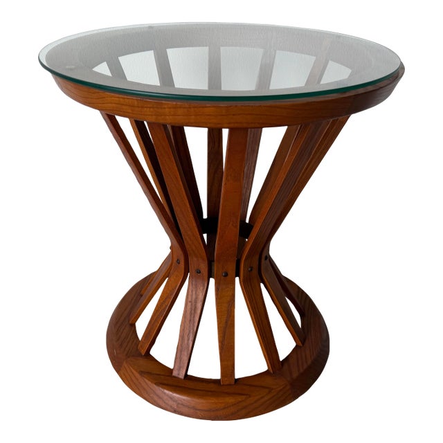 Mid-Century Modern Edward Wormley for Dunbar “Sheaf of Wheat” Glass Top Side Table For Sale