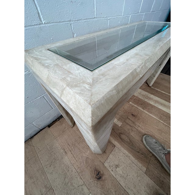 Karl Springer Karl Springer Maitland Smith Style Tessellated and Brass Waterfall Console Table For Sale - Image 4 of 12