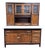 Antique Hoosier Style Farmhouse Cabinet With Glass Doors and Enamel Worktop For Sale