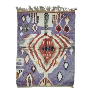 Abstract Moroccan Wool Rug - 5.9 X 4.4 Ft For Sale
