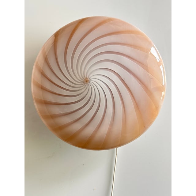 Beige Contemporary Milky-White and Beige Swirls Murano Glass Flush Mount or Wall Sconce For Sale - Image 8 of 8