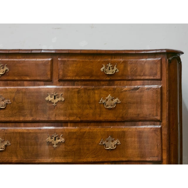 Brown 19th Century English Mahogany Serpentine Chest with Inlay and Ornate Pulls For Sale - Image 8 of 12