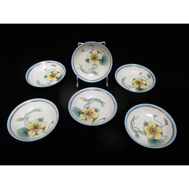 1920s T&v Limoges France Art Nouveau Yellow & Gold Flower Small Bowl or Saucer Set For Sale - Image 5 of 9