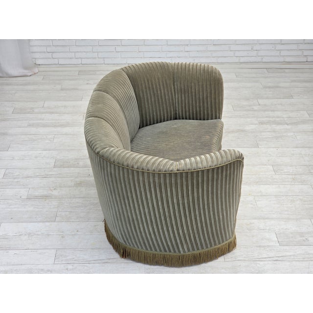 Danish 2-Seater Curved Sofa in Furniture Velour and Beech Wood, 1960s For Sale - Image 16 of 18