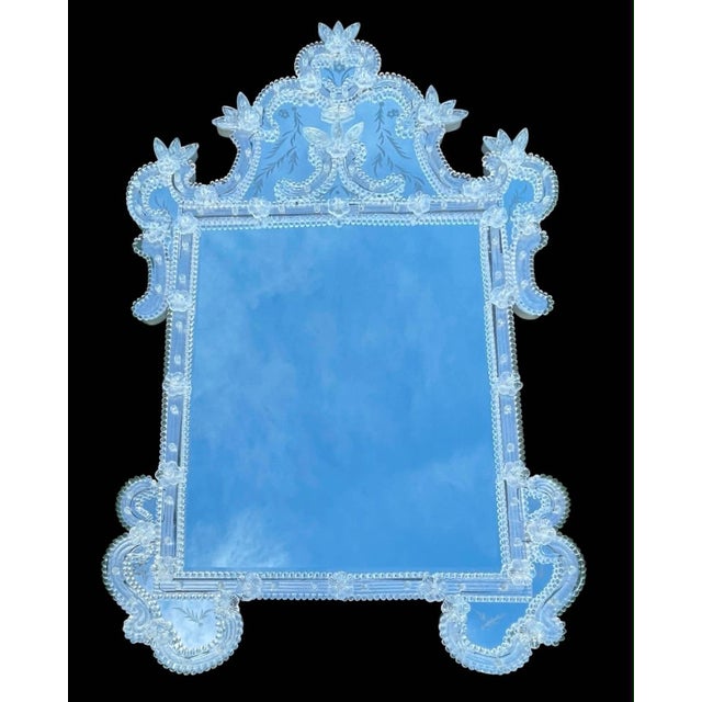 Italian Vintage Venetian Mirror in the Style of Murano For Sale - Image 3 of 12