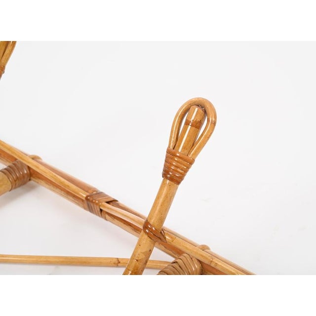 Large French Riviera Bamboo and Rattan Wall Coat Rack, Italy, 1970s For Sale - Image 12 of 14