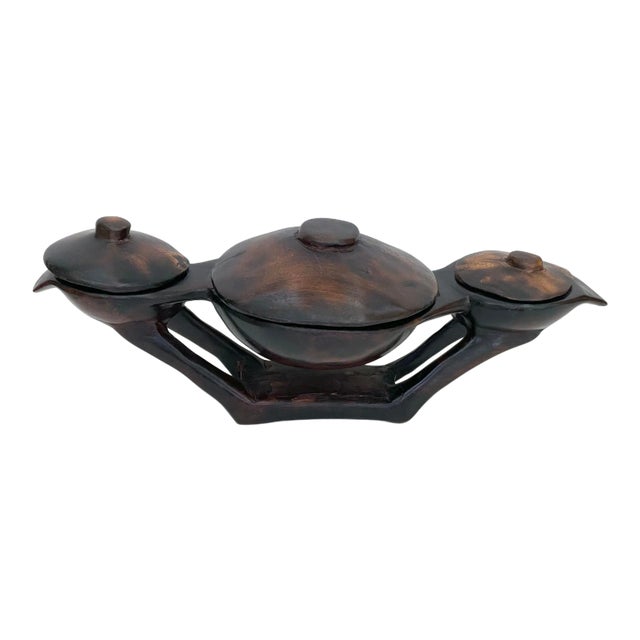 Vintage Hand-Carved African Centerpiece Serving Dish For Sale