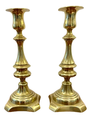 Victorian Brass Candlesticks, Set of 2