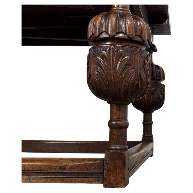 19th Century Antique English Oak Draw-Leaf Dining Table For Sale - Image 6 of 11