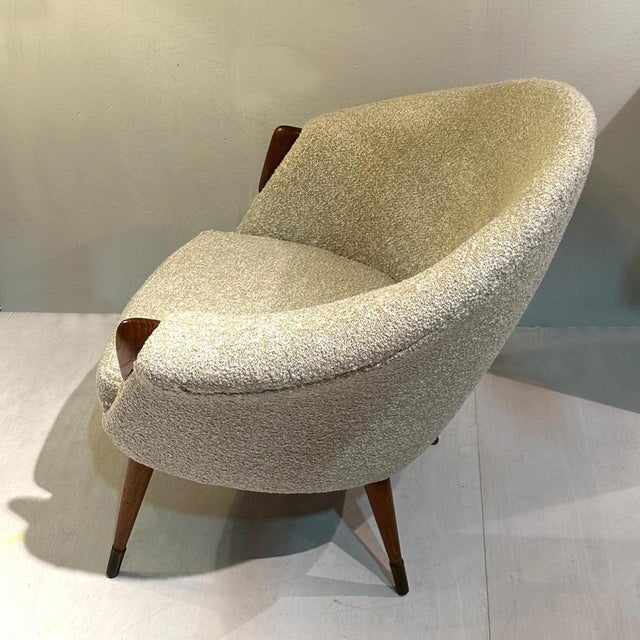 Danish Lounge Chairs in Bouclé and Wood by Nanna Ditzel, 1950s, Set of 2 For Sale - Image 6 of 12