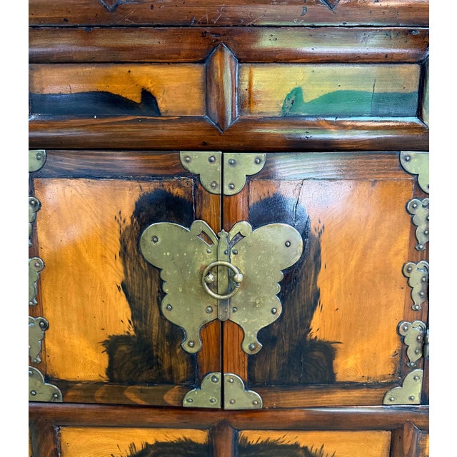 Wood Antique Korean Two-Level Storage Chest Ich’ung Nong with Persimmon Panels For Sale - Image 7 of 18