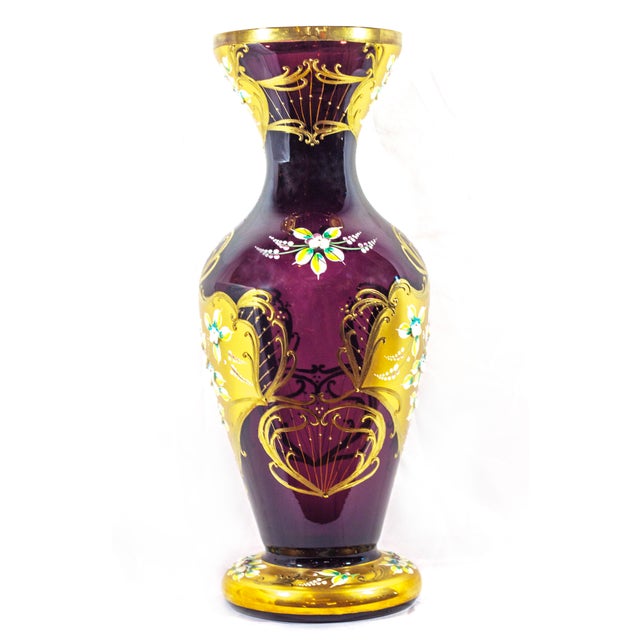 Vintage Purple Amethyst Bohemian Glass Vase Chairish