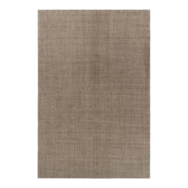 Rug & Kilim’s Oversized Modern Textural Solid Rug in Brown Tones and Striae For Sale