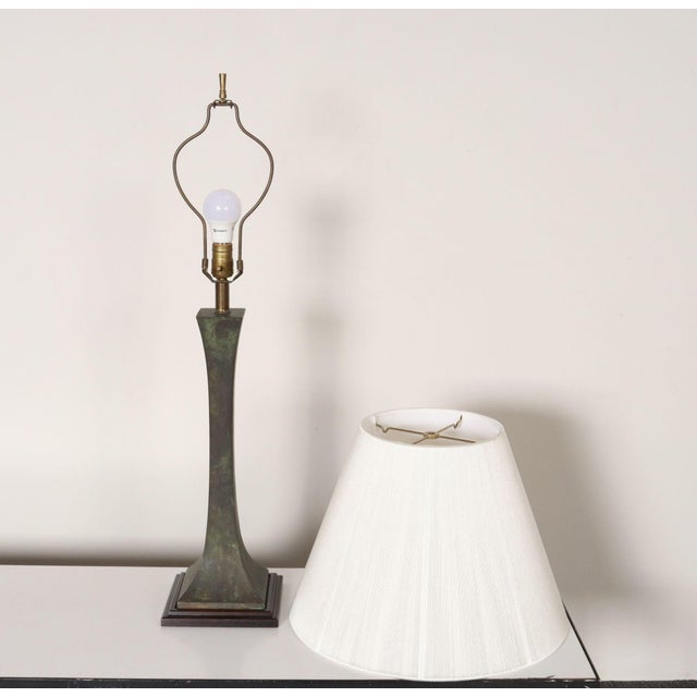 Hansen Lighting Co. Vintage Verdigris Bronze Columnar Table Lamp by Stewart Ross James for Hansen For Sale - Image 4 of 18