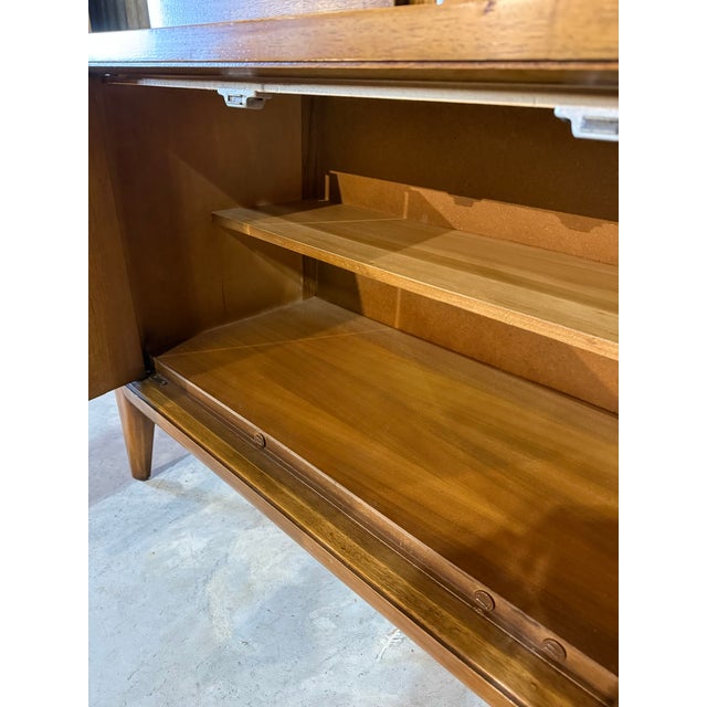 1960s Mid Century Modern Walnut & Cane Hutch For Sale - Image 11 of 16