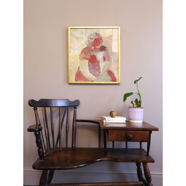 Mid-Century Modern Mid-Century Modern 'Portrait in Crimson' Original Abstract Figurative Oil Painting by Swedish Artist Gunnar Johnsson (1917–2007), Framed For Sale - Image 3 of 14