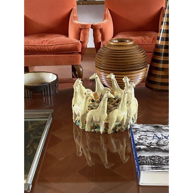 1990s Postmodern Giraffe Ceramic Centerpiece or Vide Poche from ND Dolfi Montelupo Italy, 1990s For Sale - Image 5 of 18
