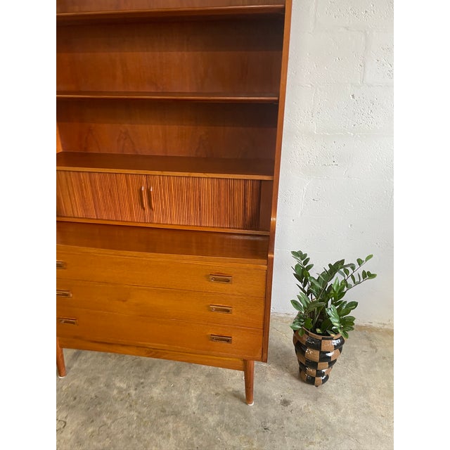 Danish Modern Bookcase With Secretary Desk Johannes Sorth For Sale - Image 4 of 5