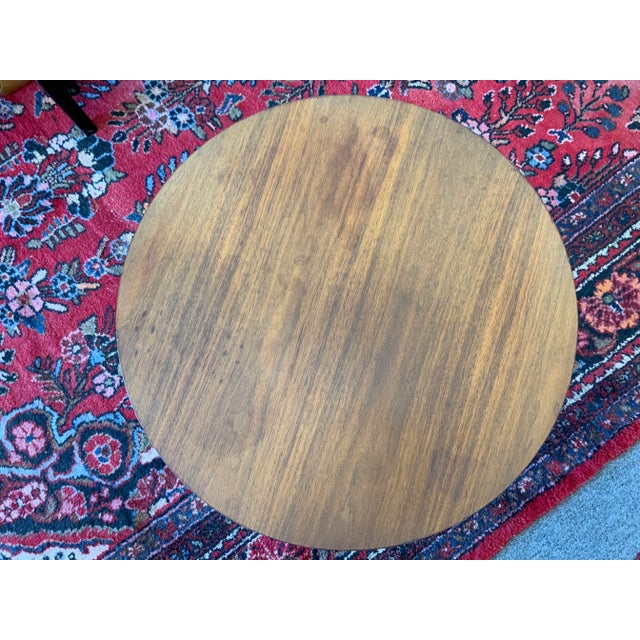 Mid-Century Modern Round Wooden Side Table For Sale In New York - Image 6 of 7