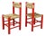 Set of Mid-Century Modern Italian Chairs in Red Wood and Straw, 1970s For Sale
