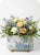 A sweet pretty blue and white metal toilet wall papered elongated cache planter pot. This is such a pretty feminine pot....