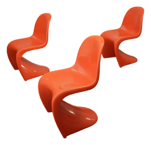 Vintage Herman Miller Verner Panton Chairs in Orange — Set of 3