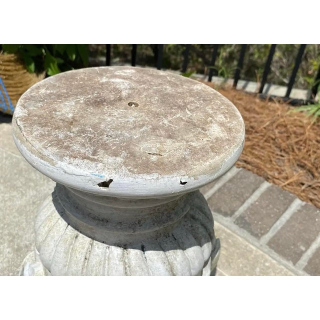 Alabaster Vintage Pair of Neoclassical Cast Stone Bacchanalian Garden Urns For Sale - Image 8 of 12